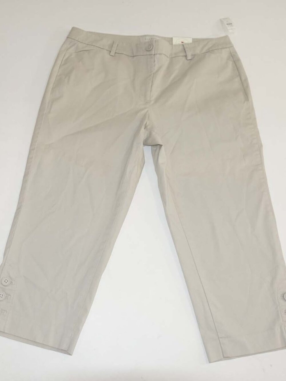 Talbots Women's Skimmer Capri Pants Size 12 Petite NWT Beige High Rise Cotton